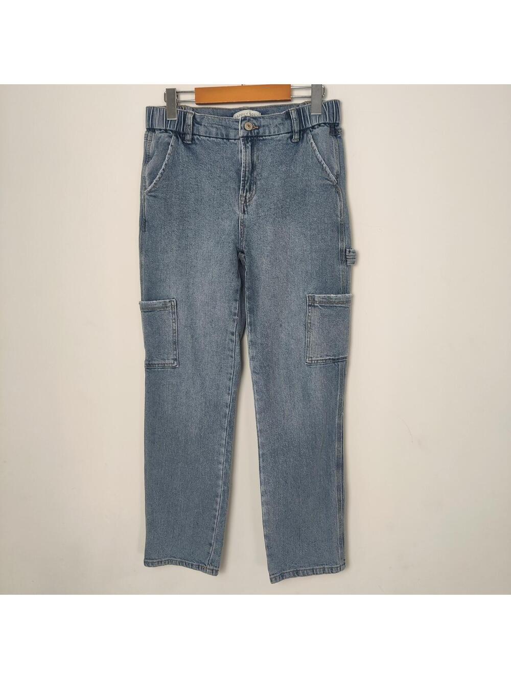 Happily Grey Women’s Light Wash Denim Cargo Jeans Size 3/26
